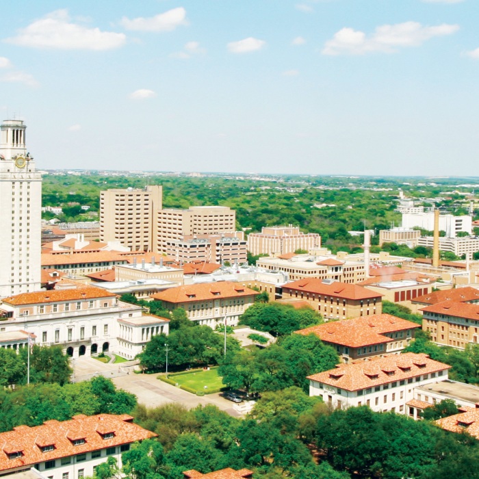 an aerial view of ut campus